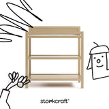Alpine driftwood changing table with black doodles overlaid on image