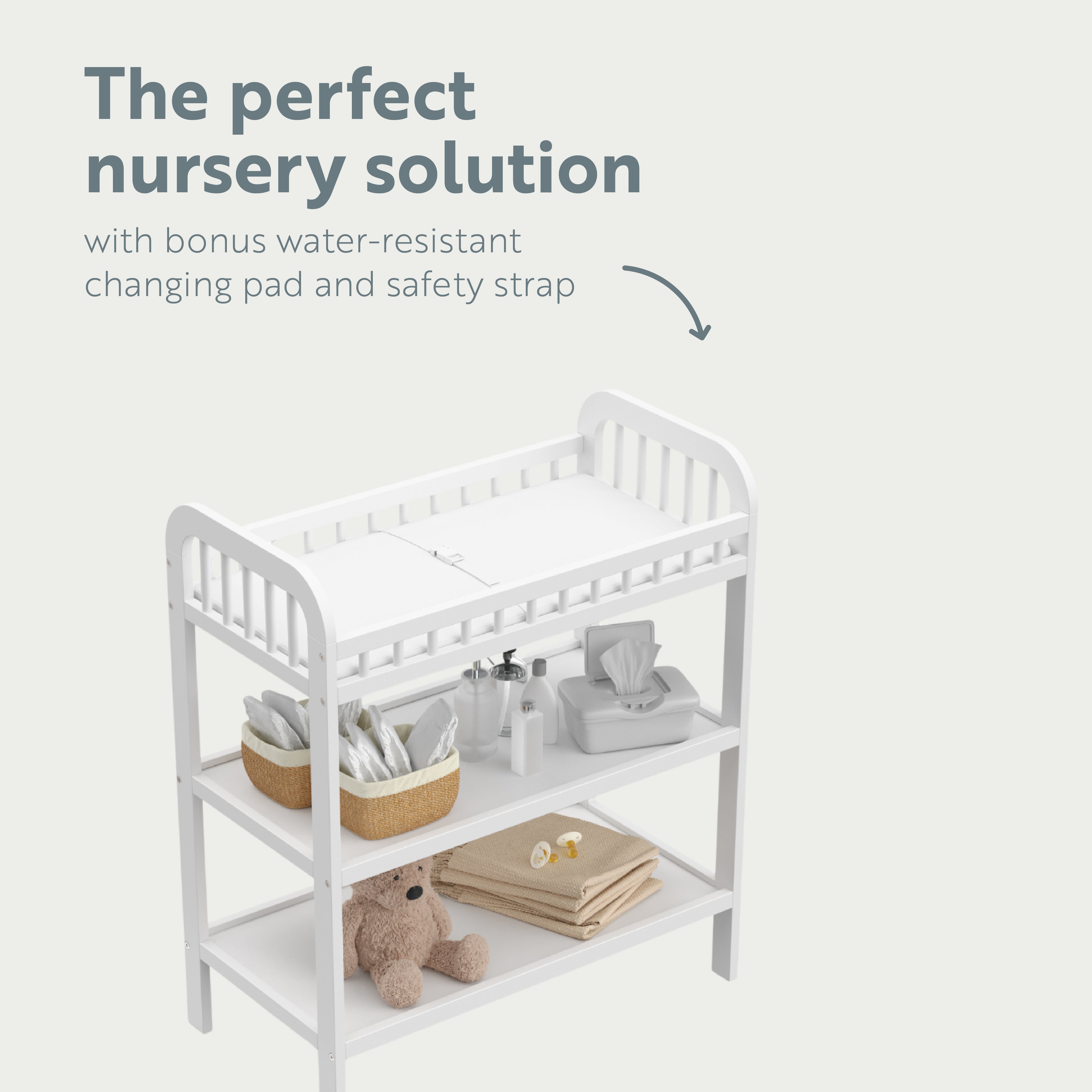 storkcraft pasadena white changing table changing pad callout