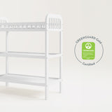 storkcraft pasadena white changing table GREENGUARD Gold Certified callout