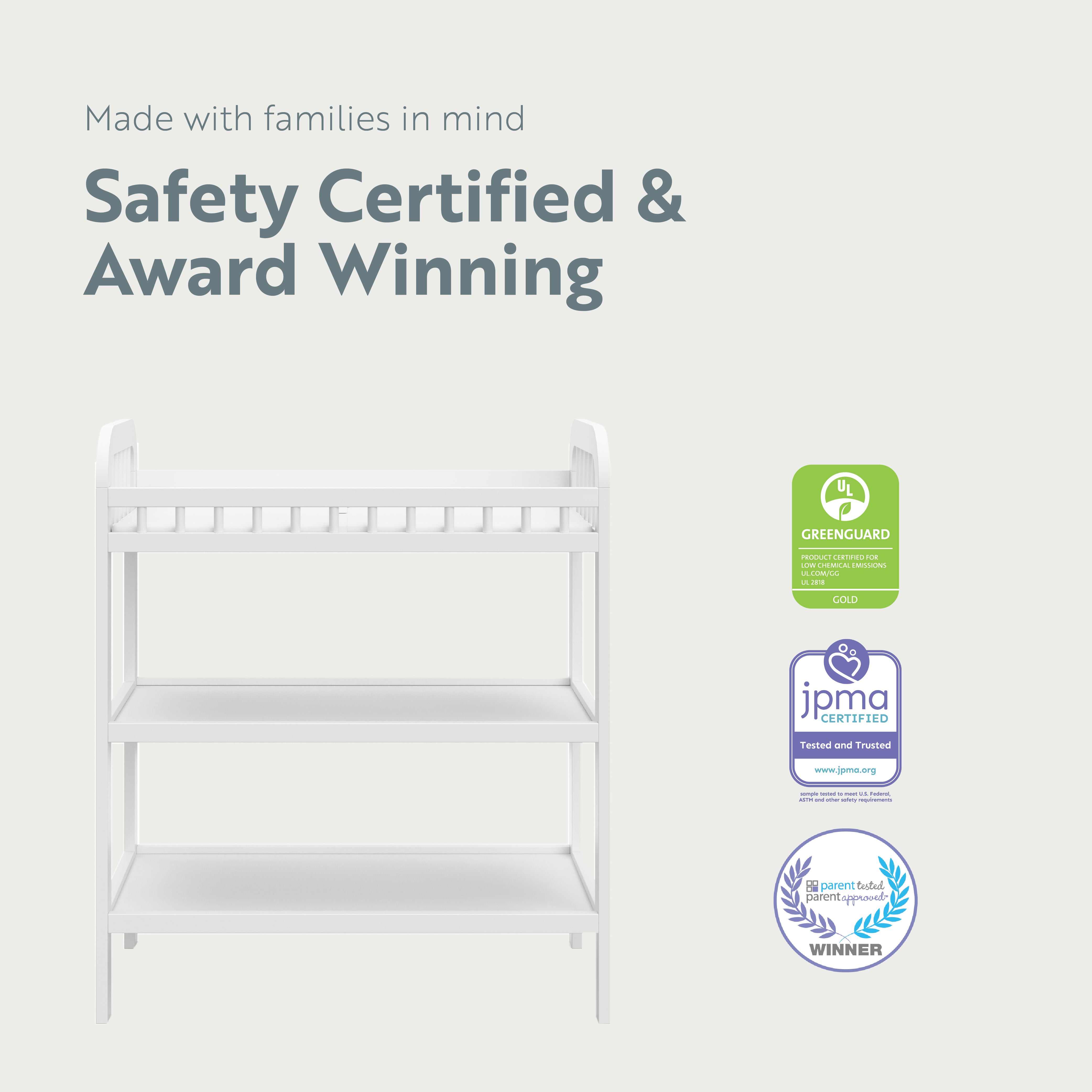 storkcraft pasadena white changing table certifications callout