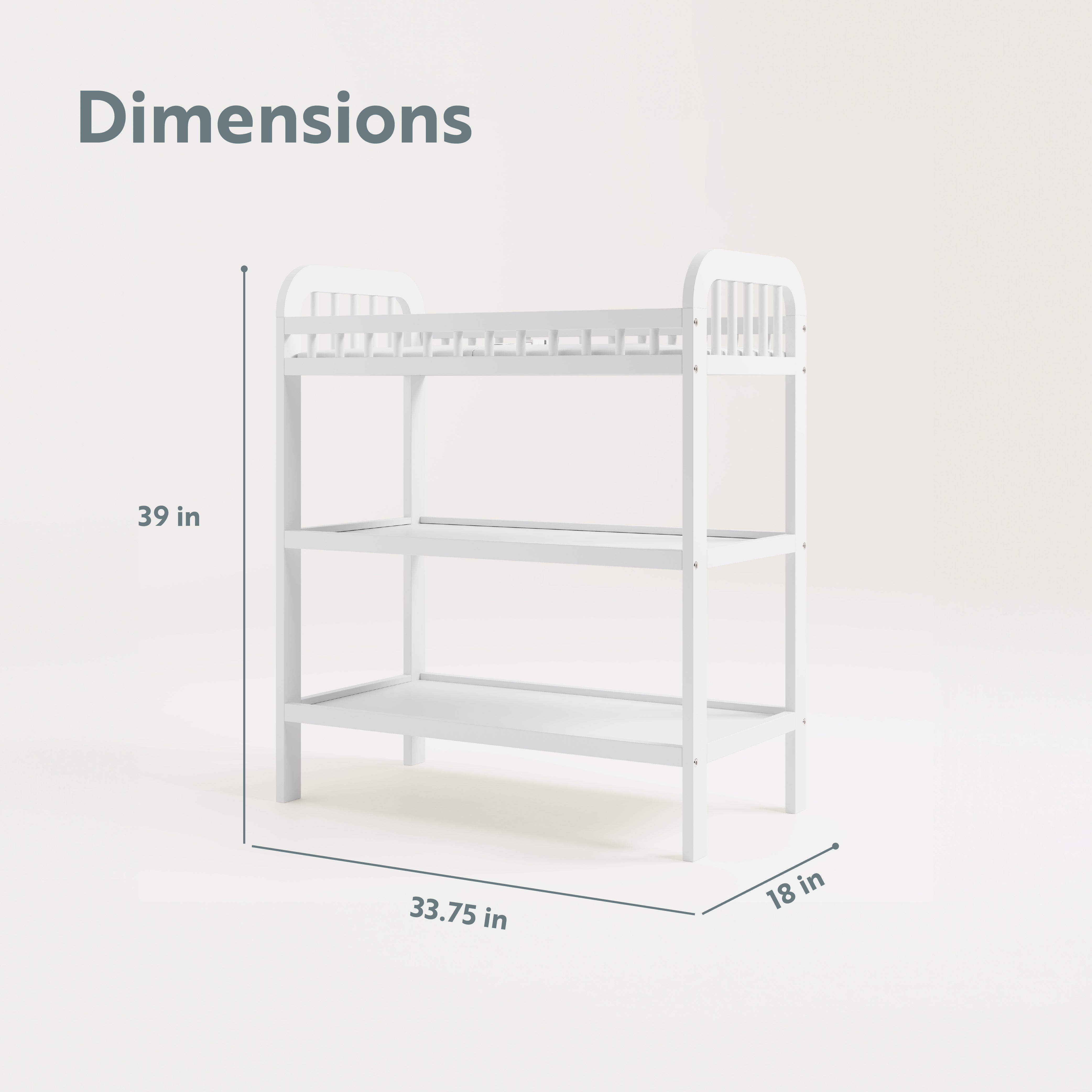 storkcraft pasadena white changing table dimensions callout