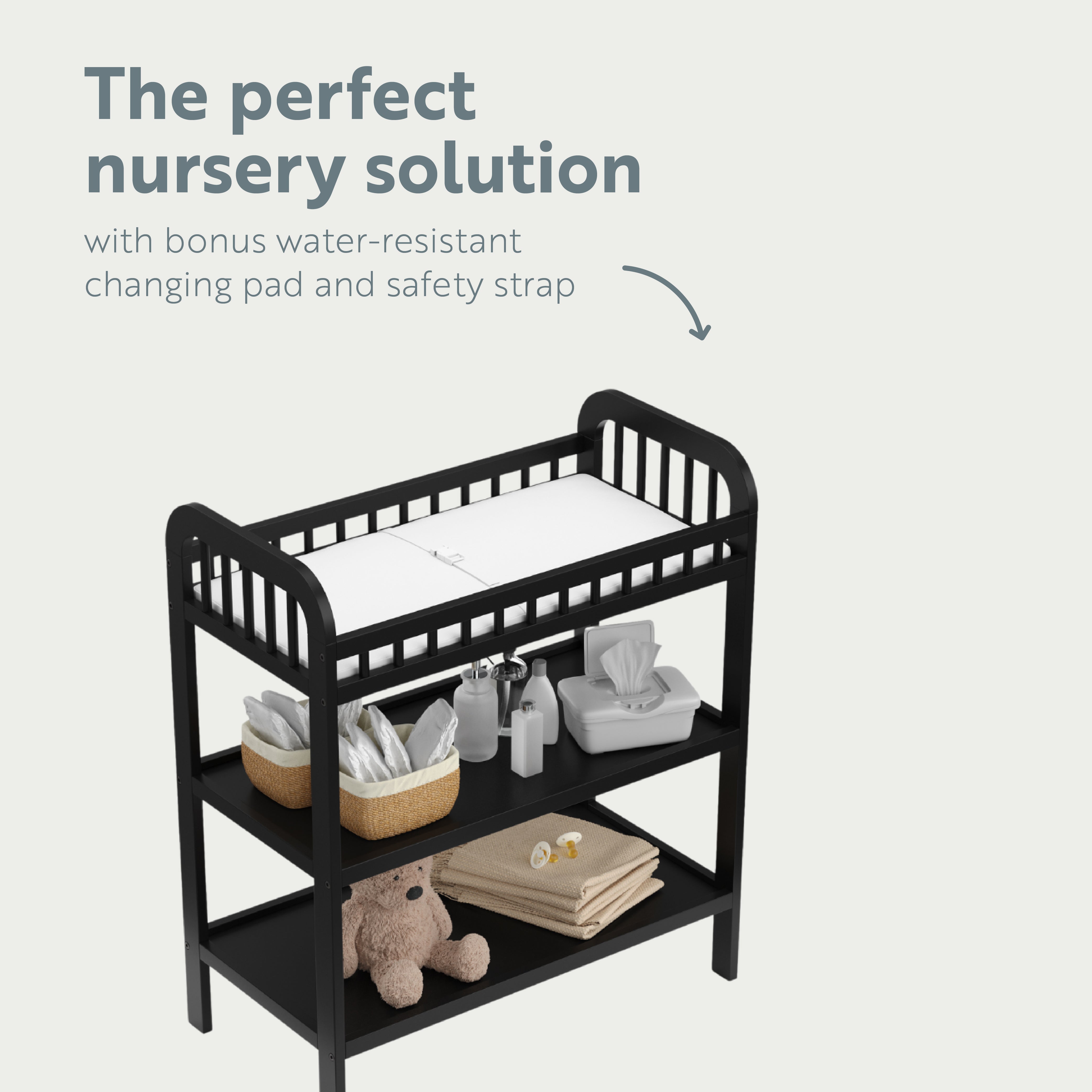 storkcraft pasadena black changing table changing pad callout