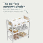 storkcraft pasadena white with driftwood changing table changing pad callout