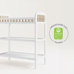 storkcraft pasadena white with driftwood changing table GREENGUARD Gold Certified callout