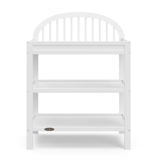 front view of white changing table