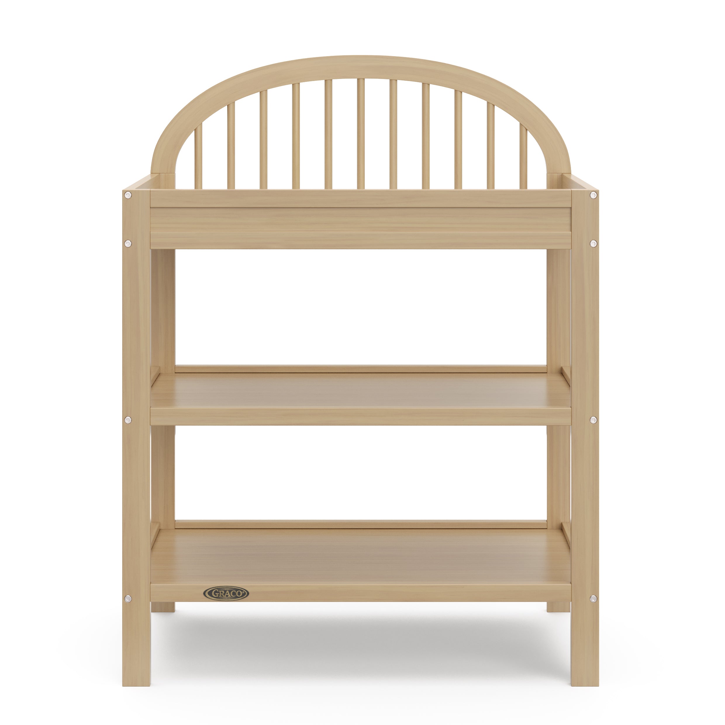 front view of driftwood changing table