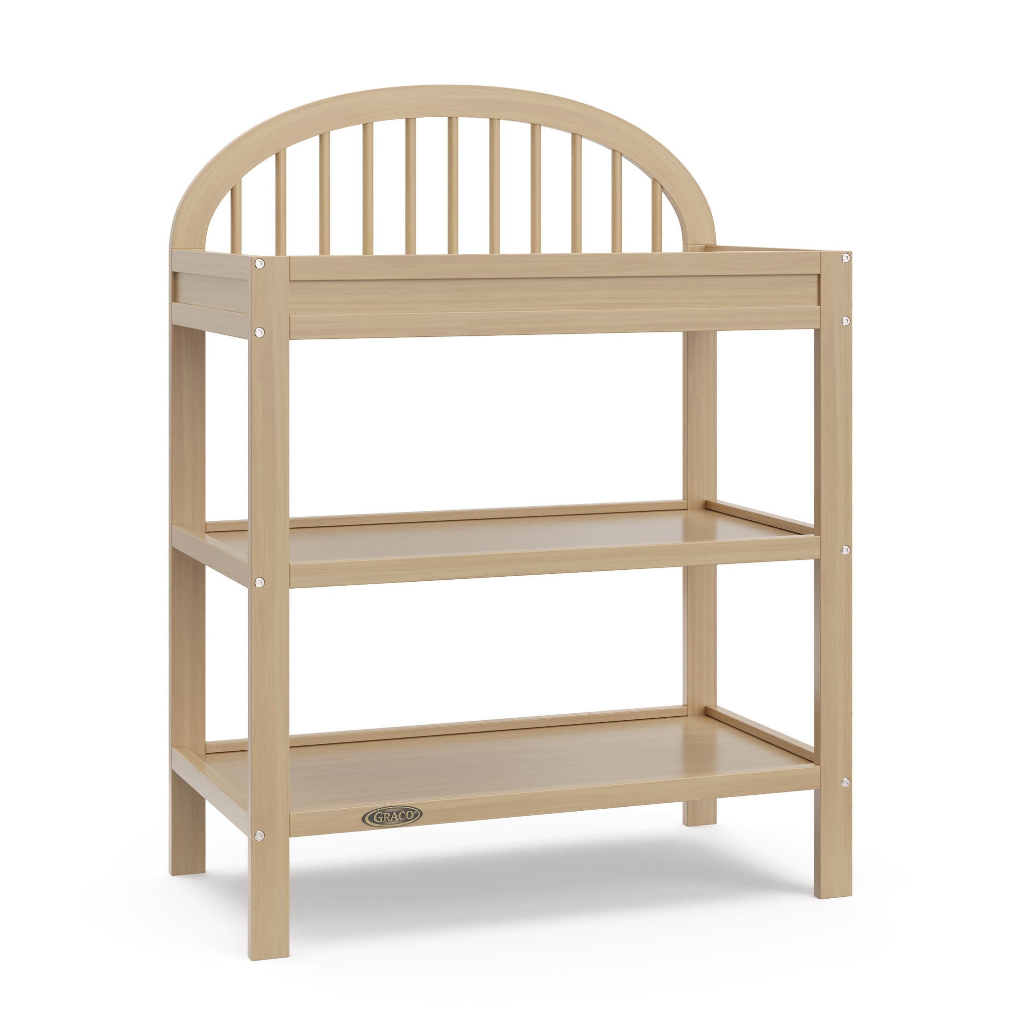 angled view of driftwood changing table