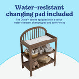 Olivia hazelnut changing table changing pad callout