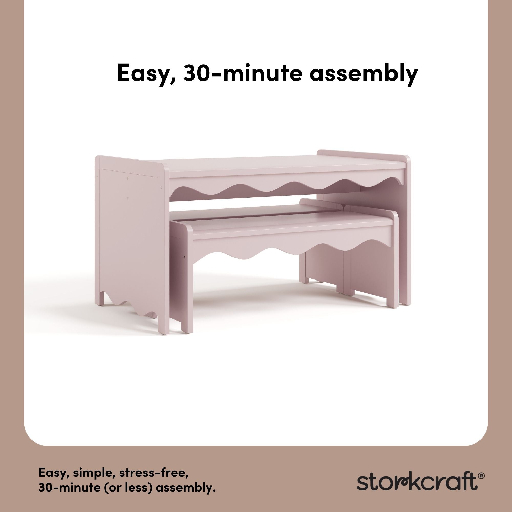 Casablanca blush bench and table set assembly callout