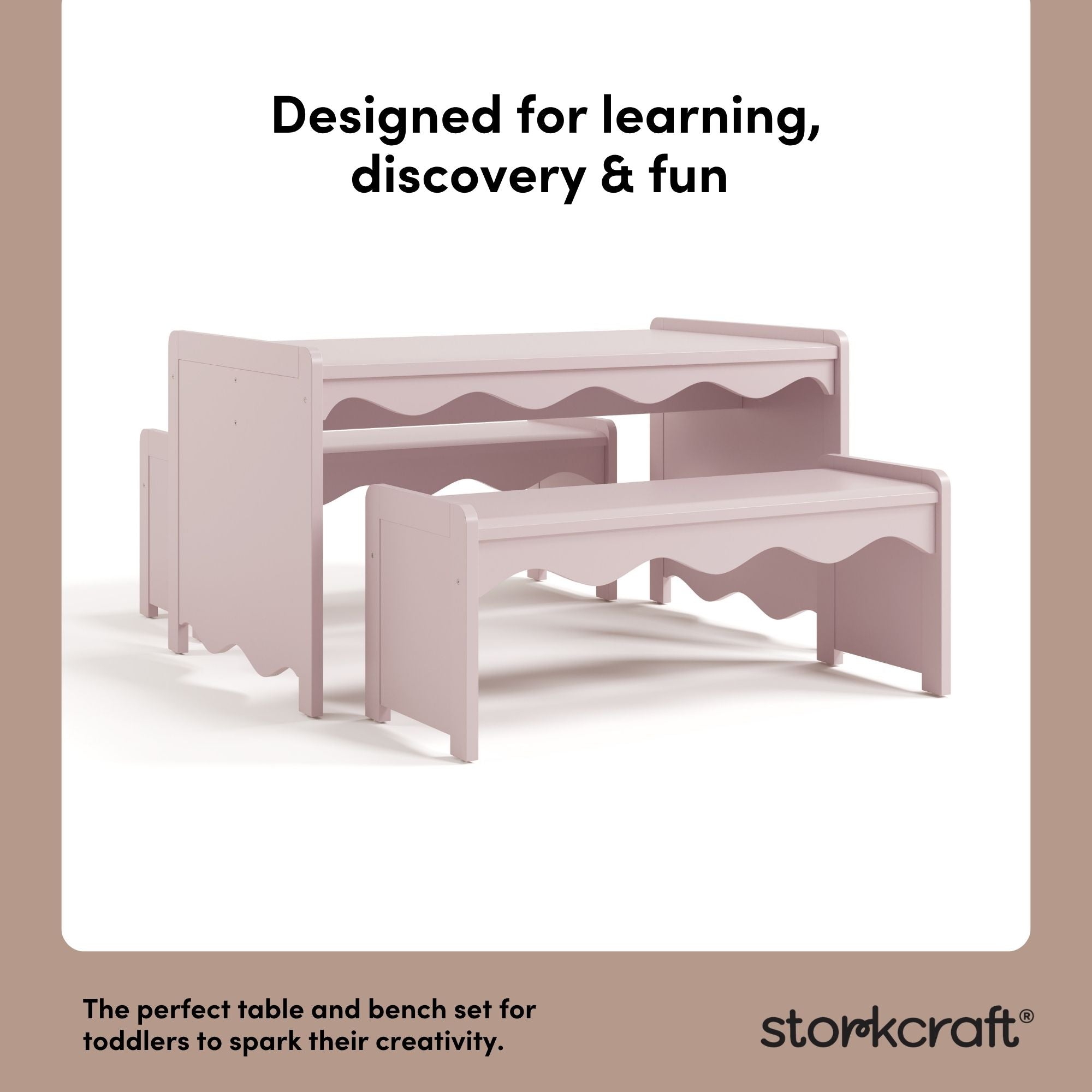 Casablanca blush bench and table set design callout