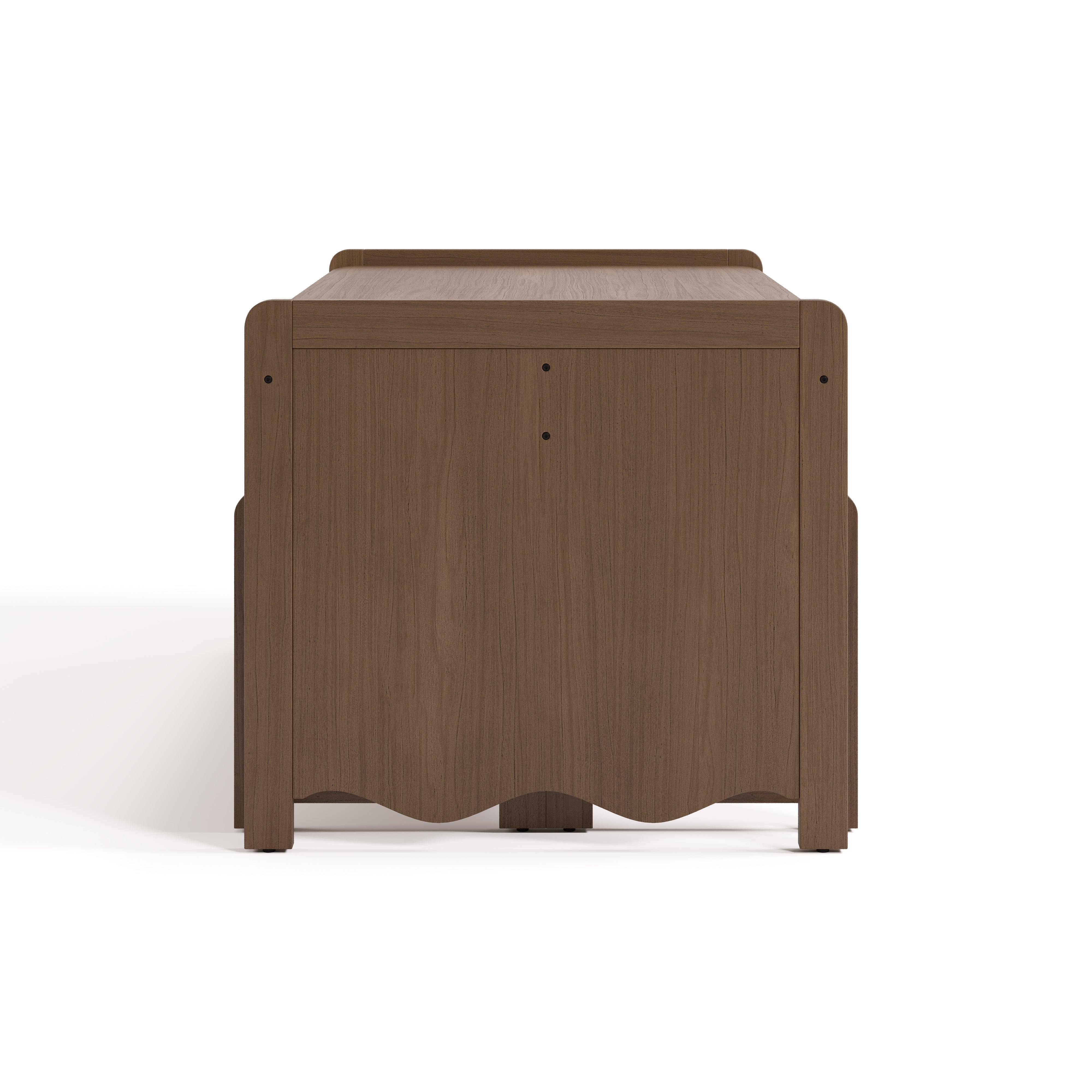 Side view of Casablanca hazelnut bench and table set