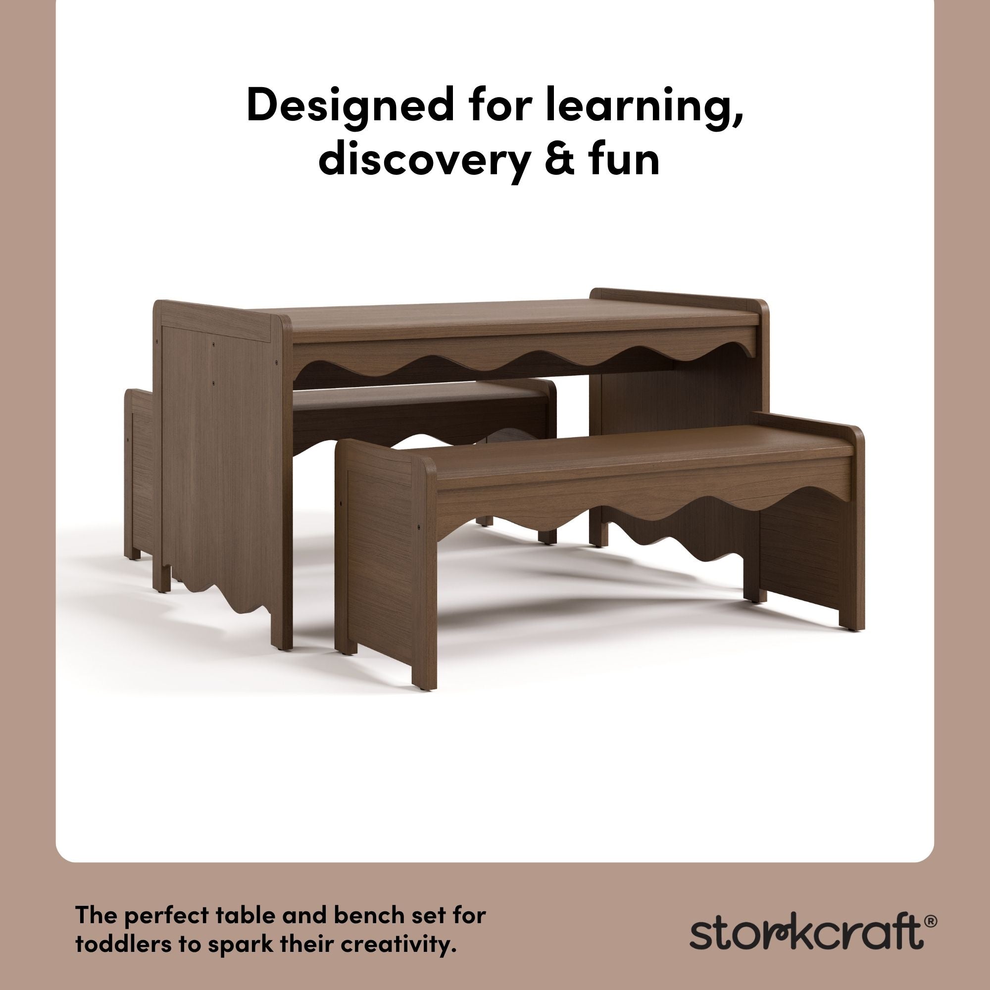 Casablanca hazelnut bench and table set design callout