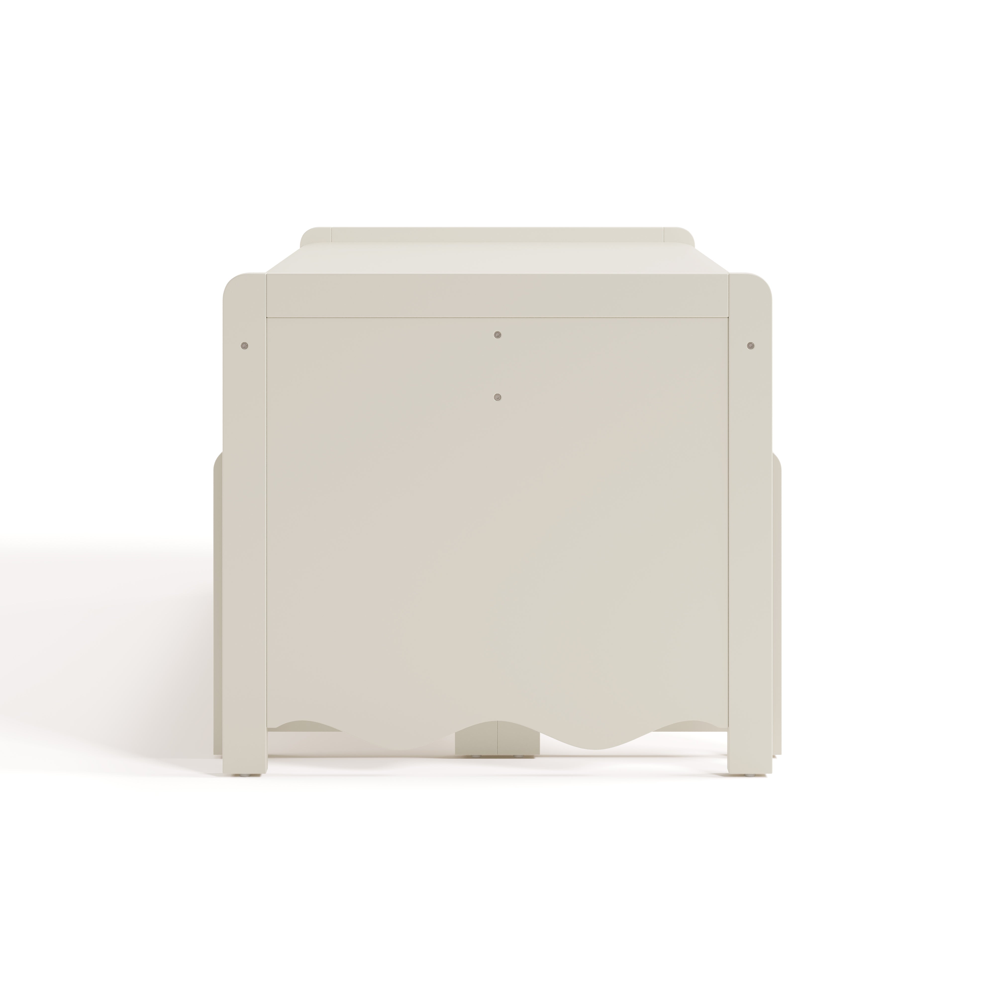 Side view of Casablanca frosted oat bench and table set