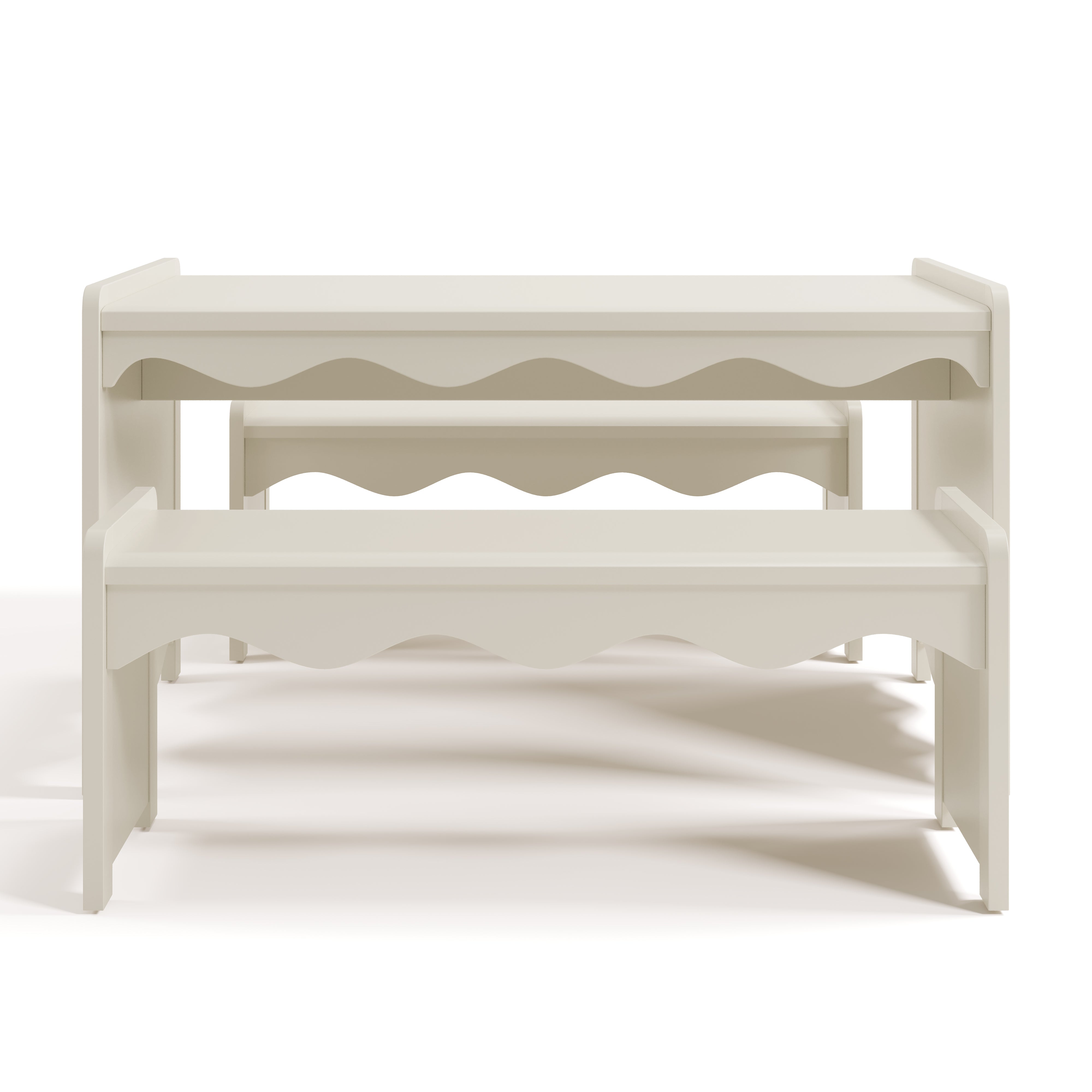 Front view of Casablanca frosted oat bench and table set