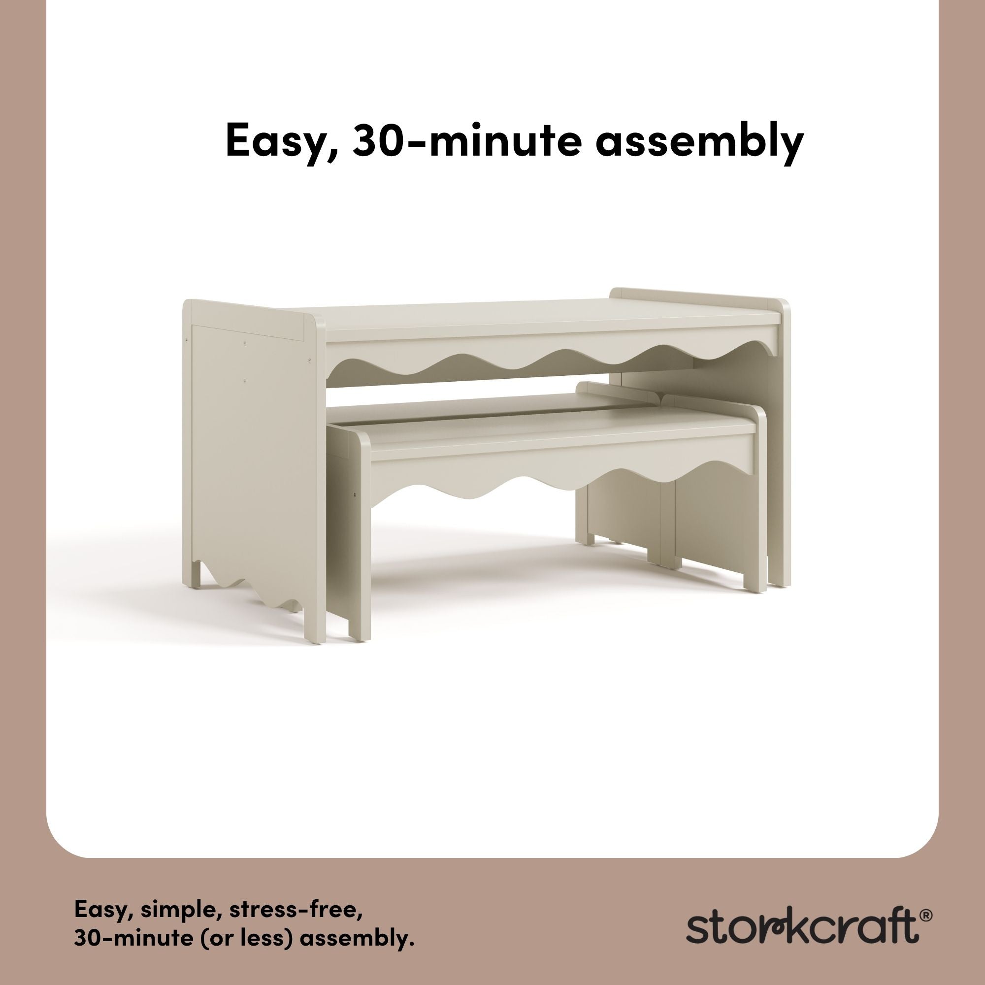 Casablanca frosted oat bench and table set assembly callout