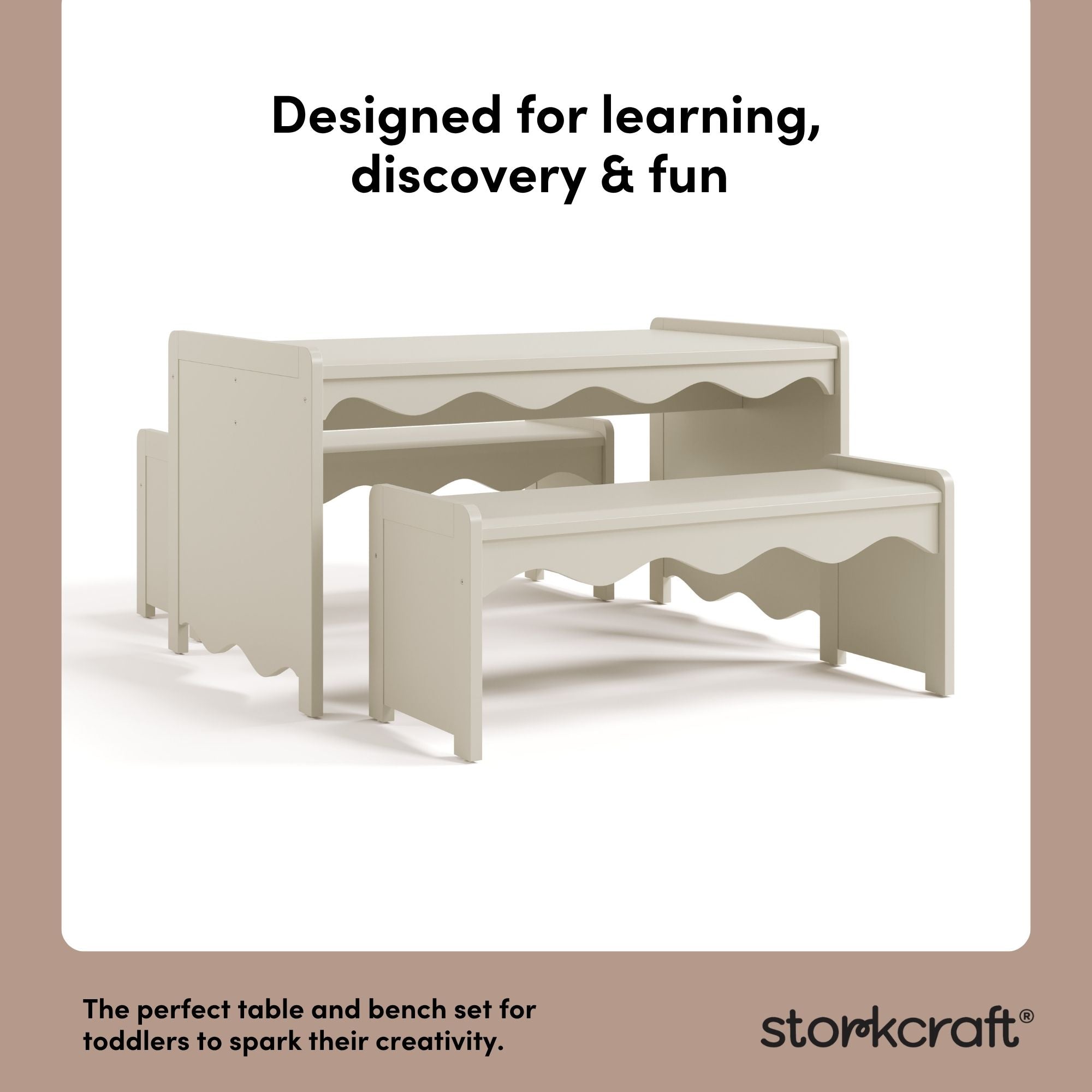 Casablanca frosted oat bench and table set design callout