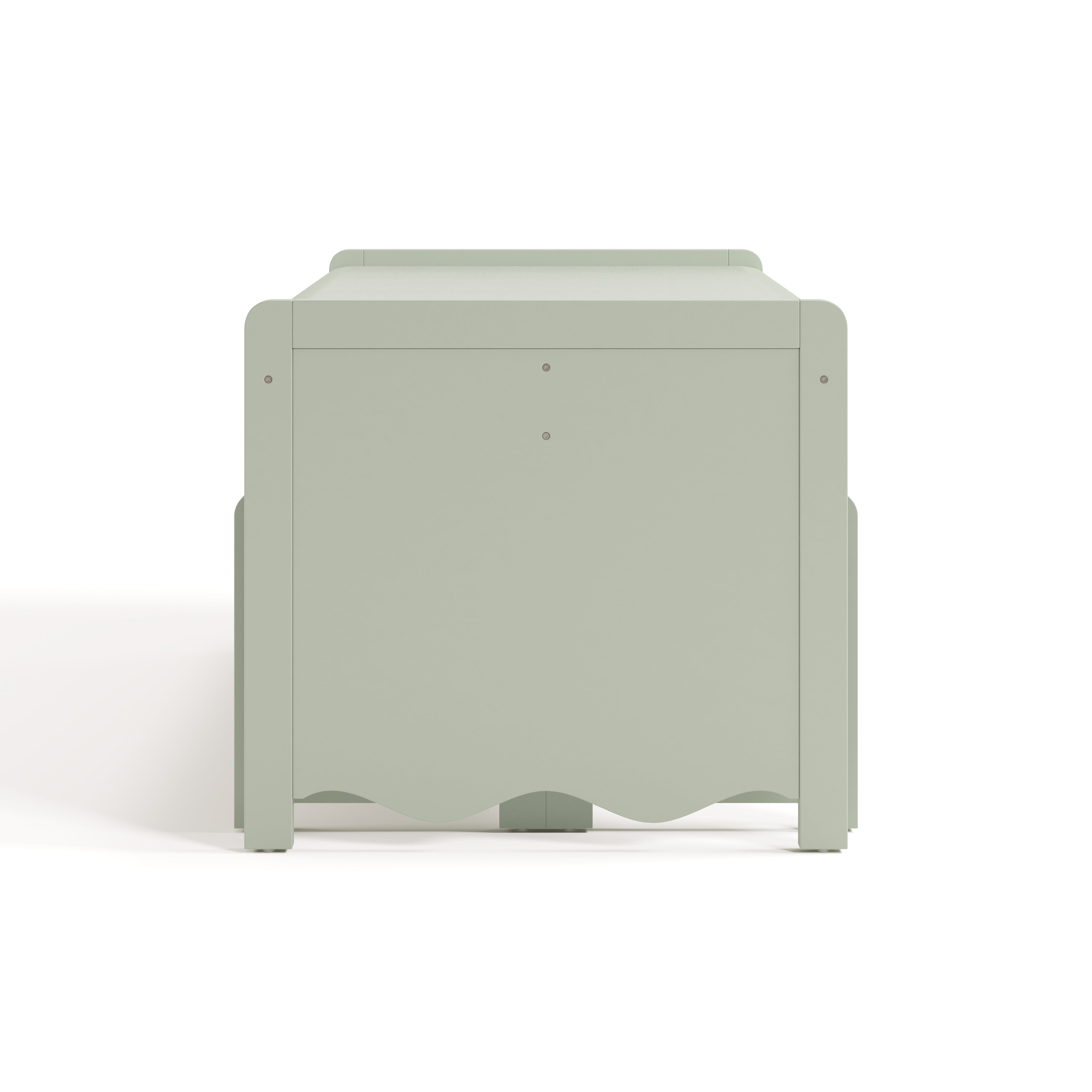 Side view of Casablanca sage bench and table set