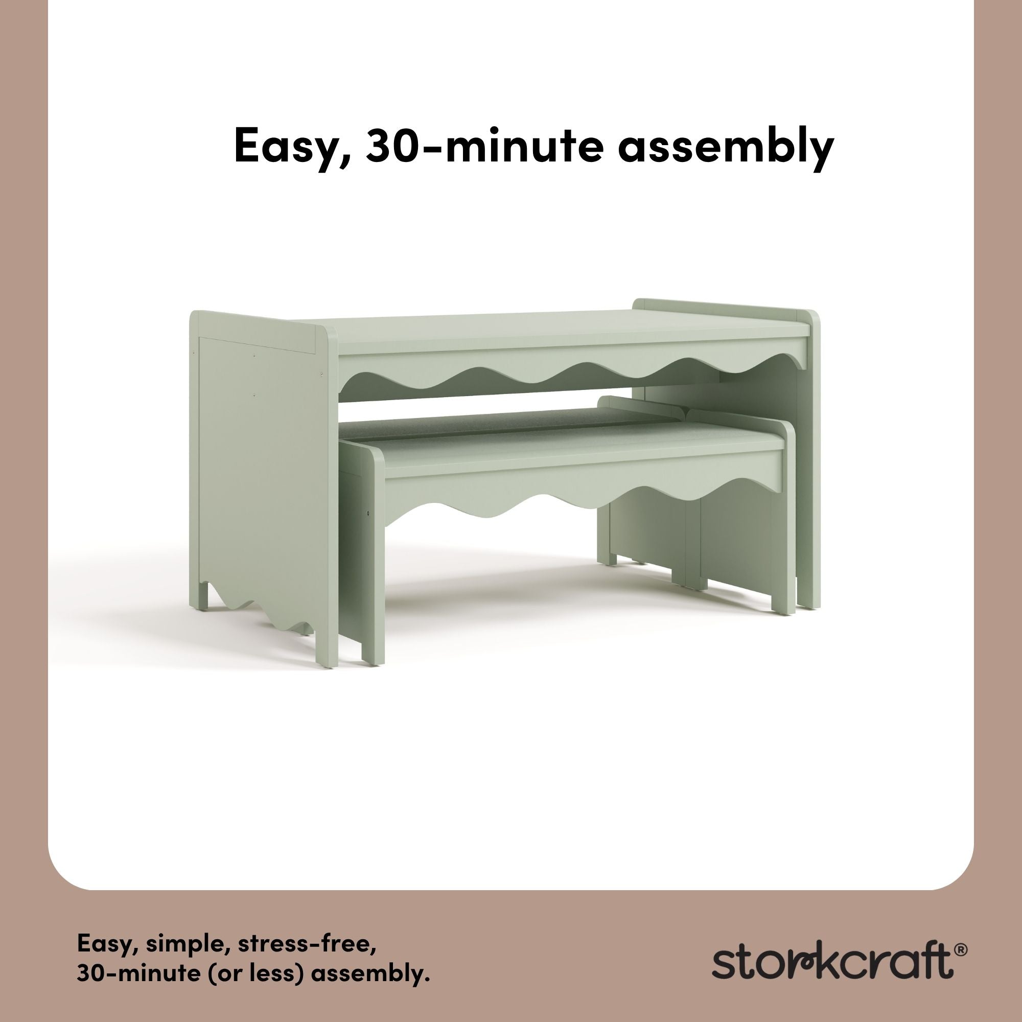 Casablanca sage bench and table set assembly callout