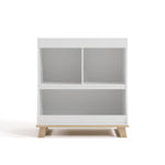 storkcraft modern convertible changing table white with driftwood front view