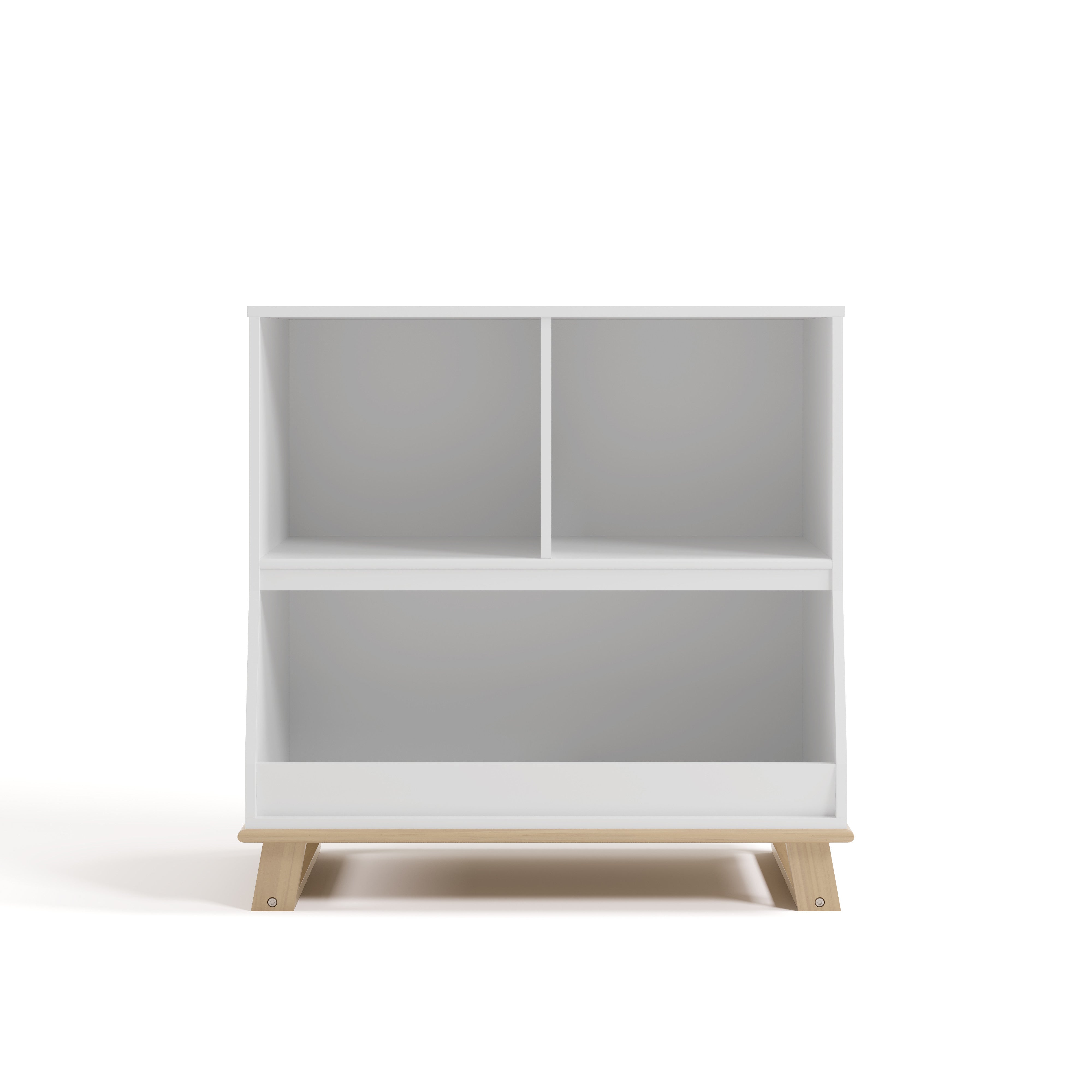 storkcraft modern convertible changing table white with driftwood without topper front view