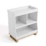 storkcraft modern convertible changing table white with driftwood top view