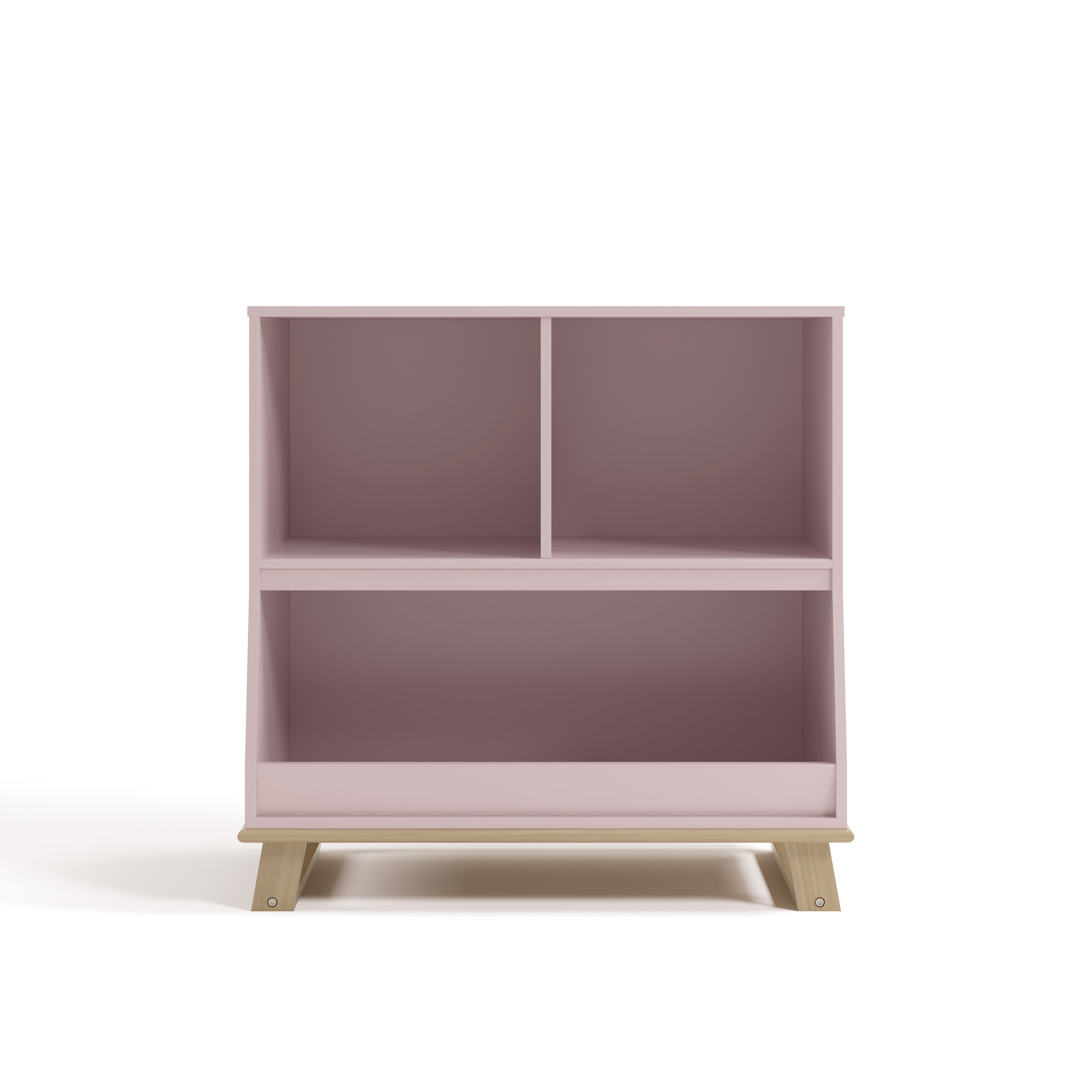 storkcraft modern convertible changing table blush with driftwood without topper front view