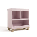 storkcraft modern convertible changing table blush with driftwood angle view
