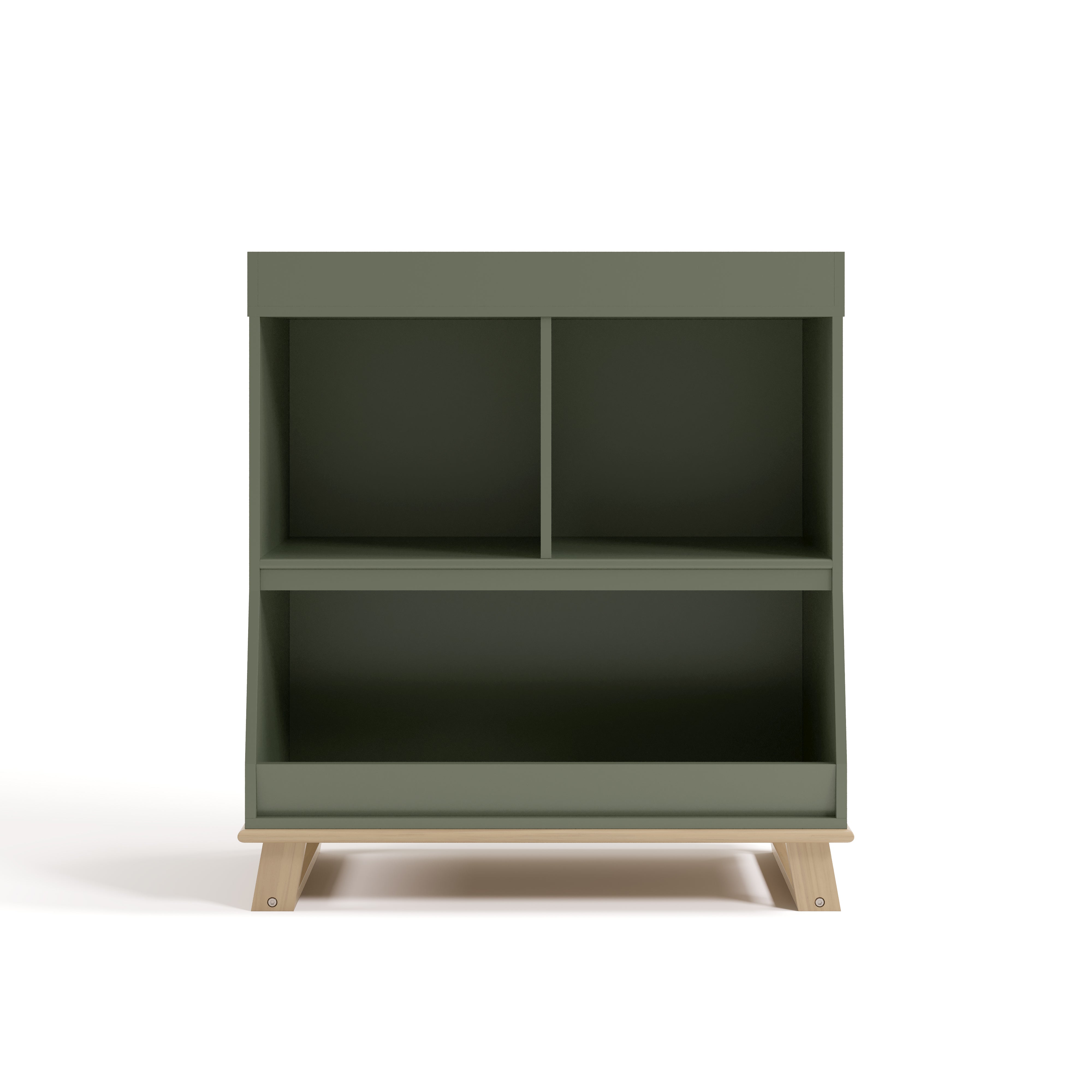 storkcraft modern convertible changing table olive with driftwood front view