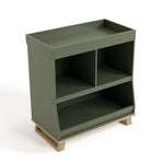 storkcraft modern convertible changing table olive with driftwood top view