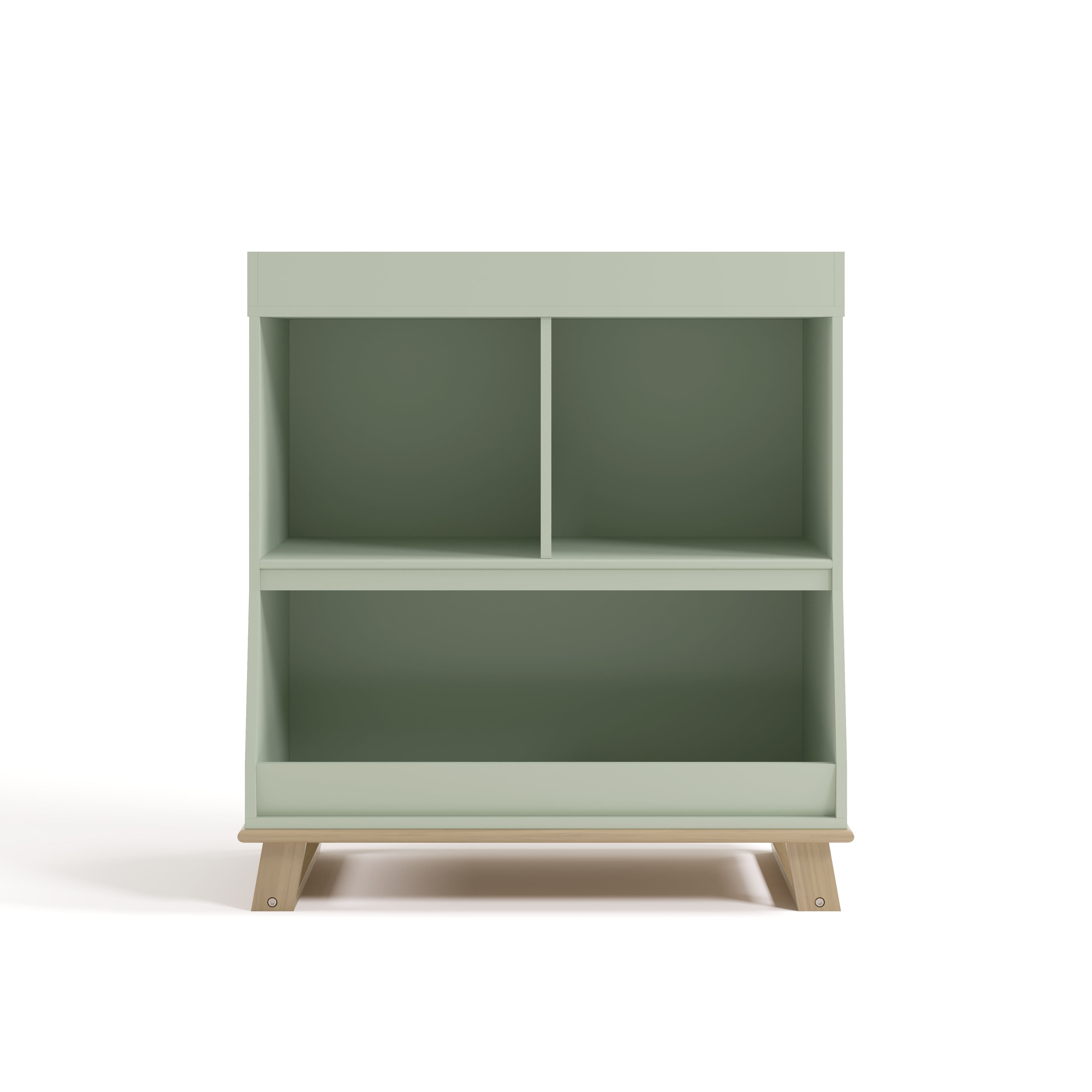 storkcraft modern convertible changing table sage with driftwood without topper front view