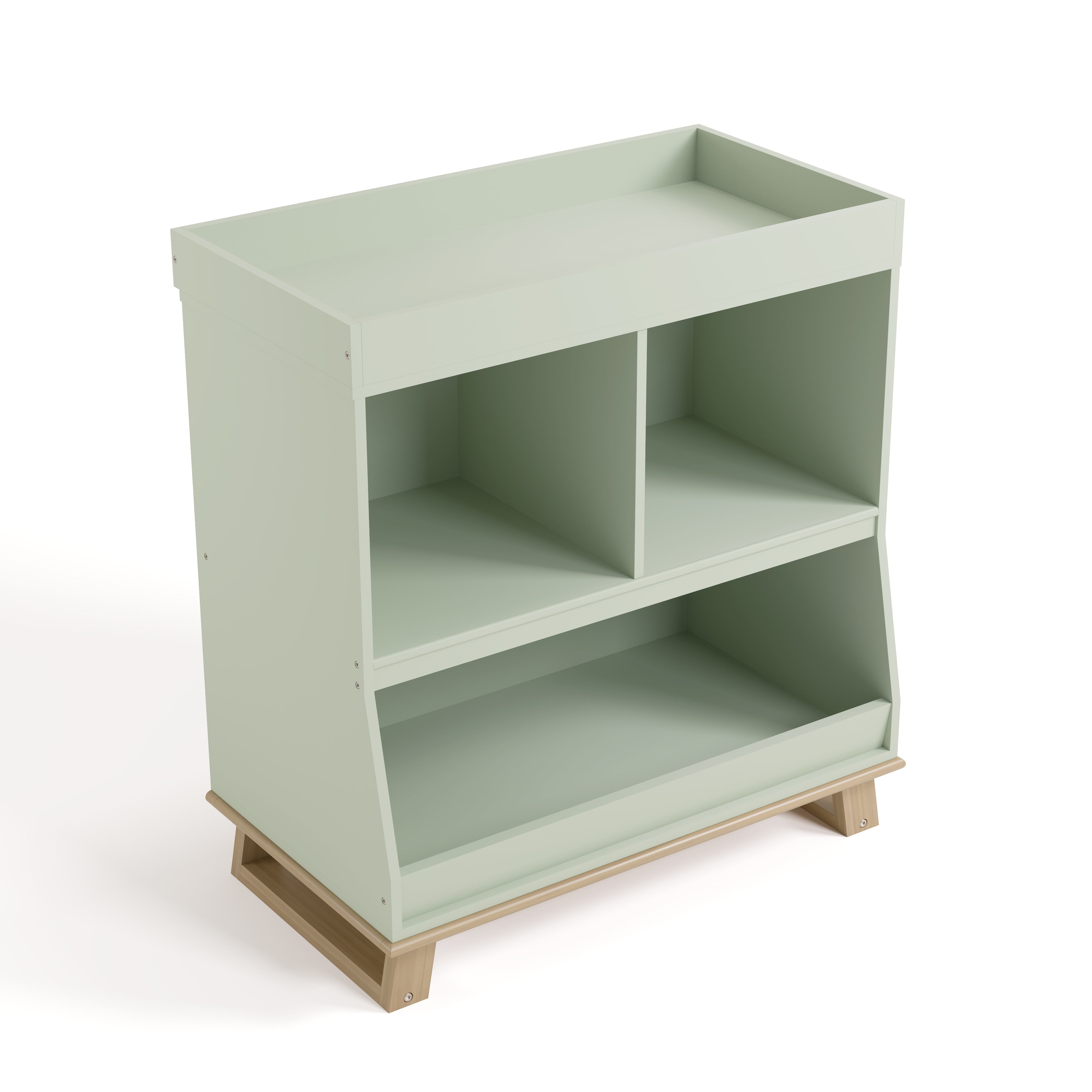storkcraft modern convertible changing table sage with driftwood top view