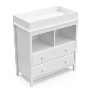 White 2 drawer chest with changing topper