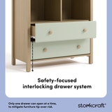 alpine driftwood with white 2 drawer changing chest interlocking drawer callout