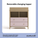 alpine blush with driftwood 2 drawer changing chest removable topper callout