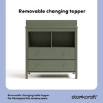 alpine olive 2 drawer changing chest removable topper callout
