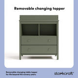 alpine olive 2 drawer changing chest removable topper callout