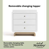Santorini white with driftwood 3 drawer chest with changing topper removable topper callout