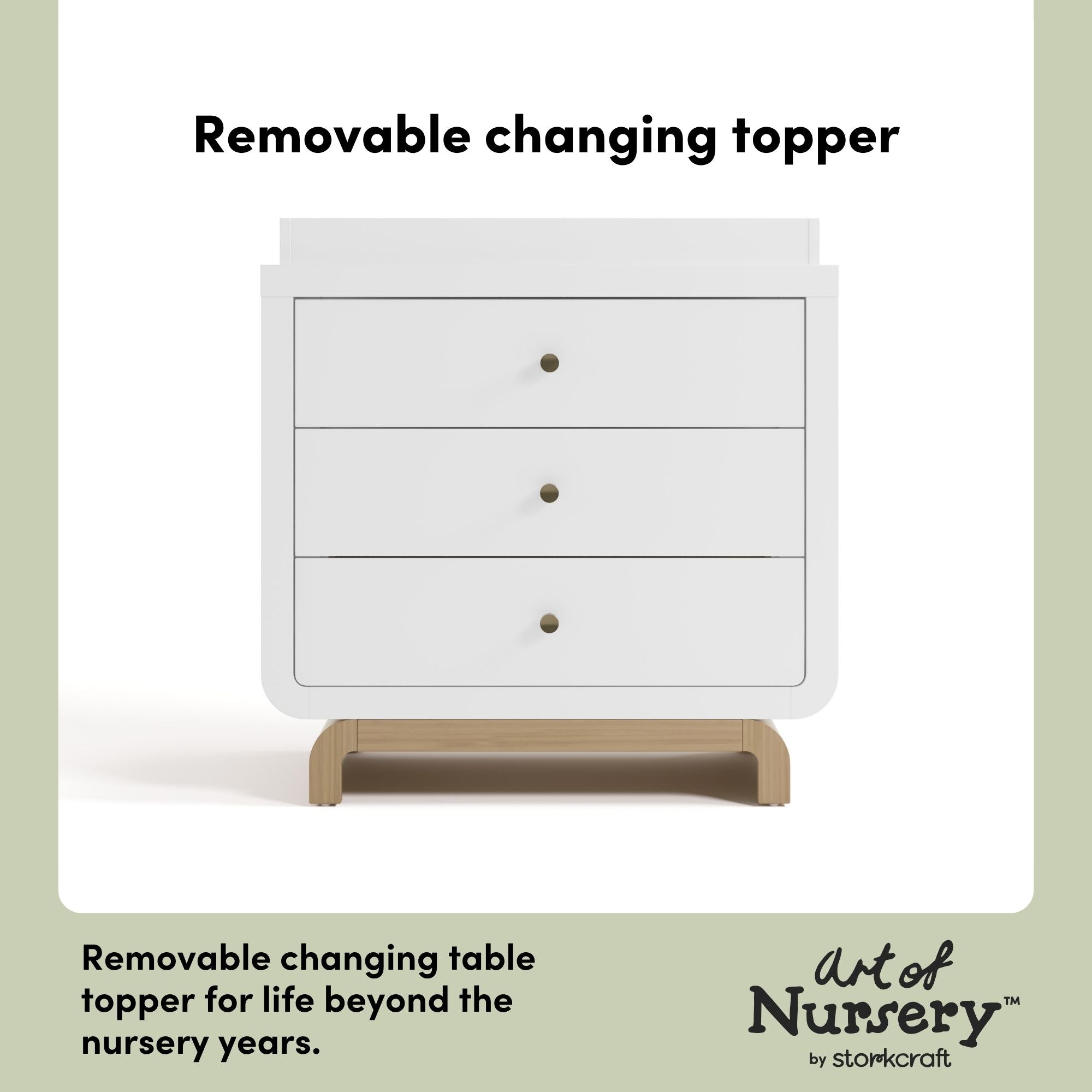 Santorini white with driftwood 3 drawer chest with changing topper removable topper callout