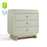 Santorini sage with driftwood 3 drawer chest with changing topper with GGG and PTPA logos on top left