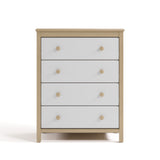 alpine driftwood with white 4 drawer dresser front view