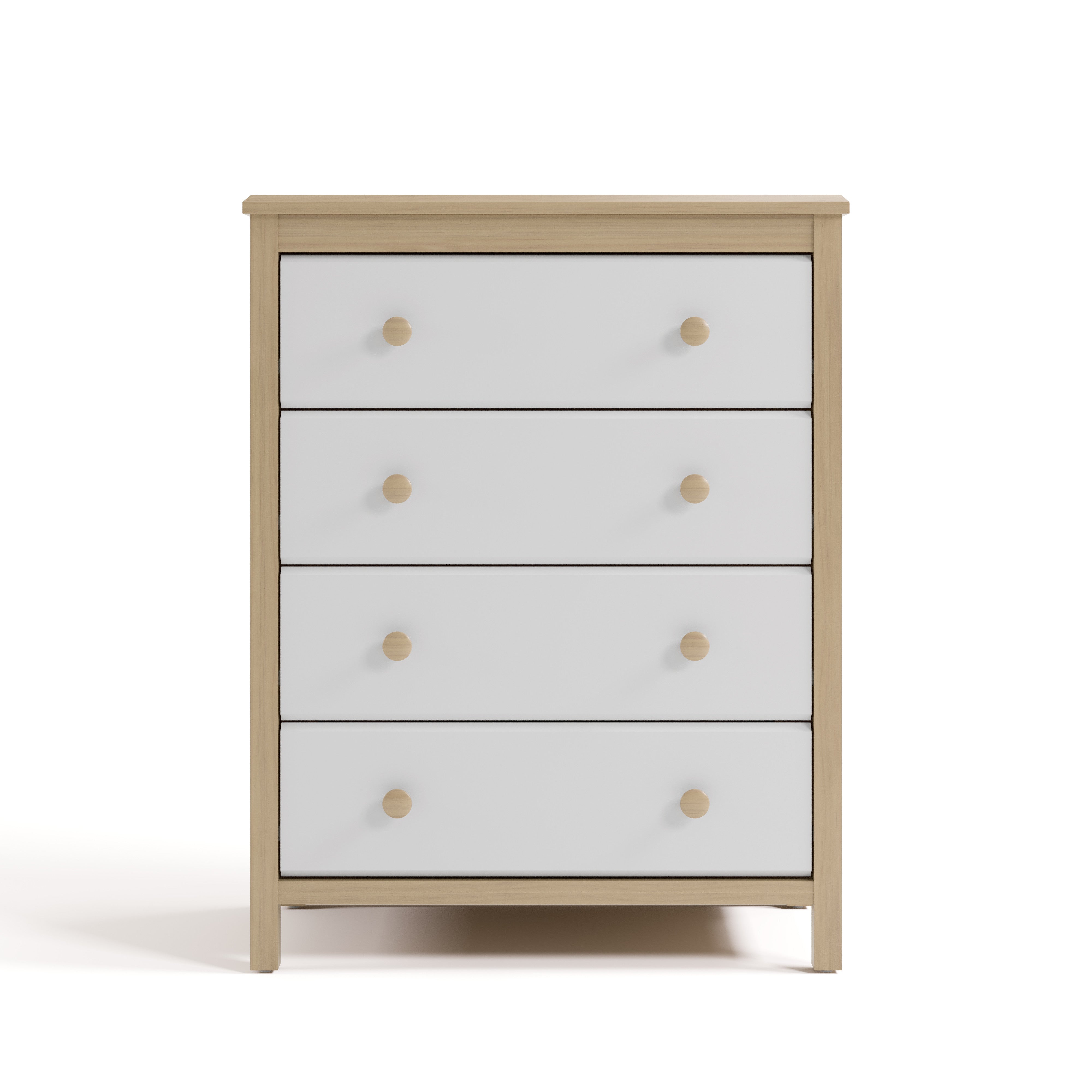 alpine driftwood with white 4 drawer dresser front view