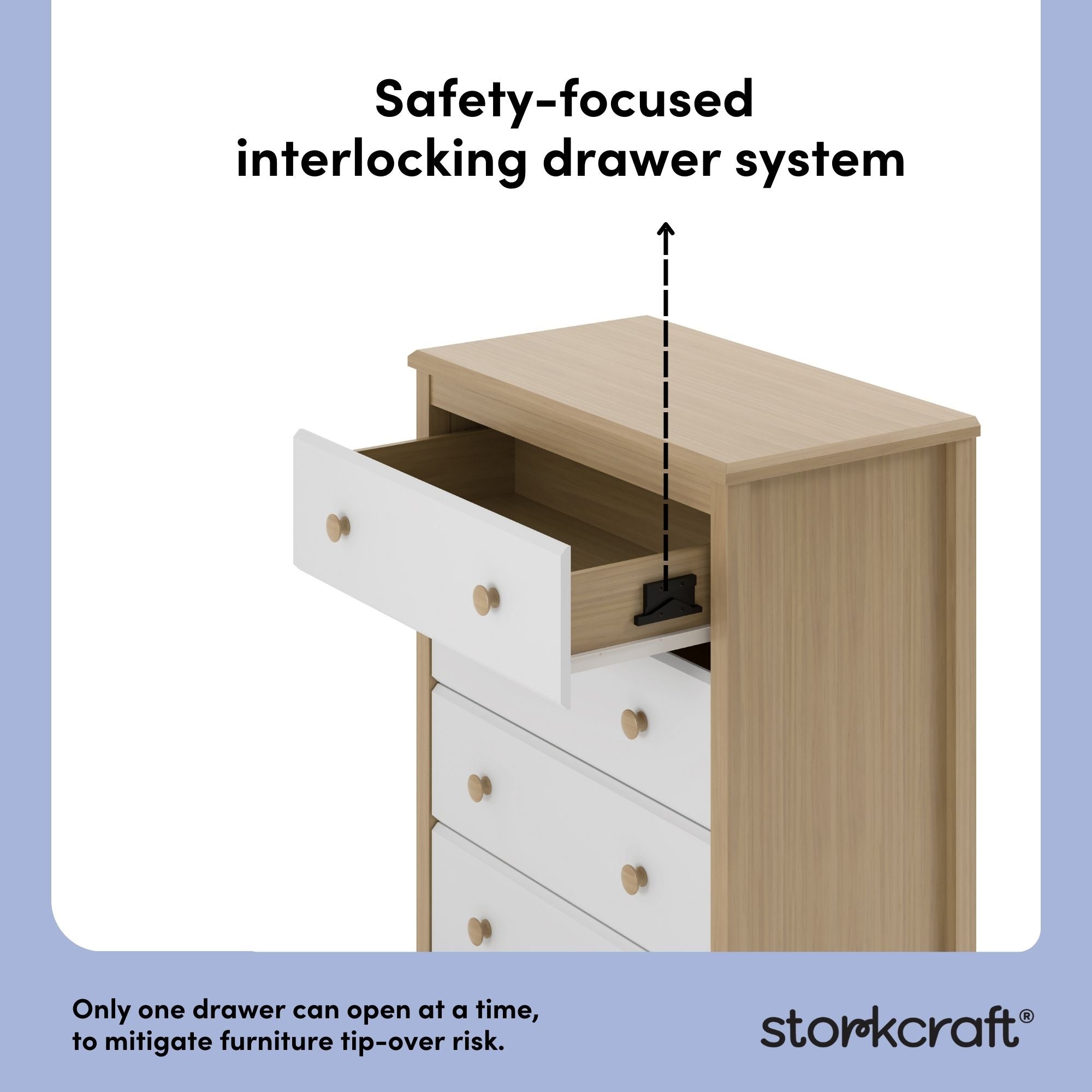 alpine driftwood with white 4 drawer dresser interlocking drawer system callout