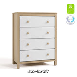 alpine driftwood with white 4 drawer dresser with GGG and PTPA logos on top right