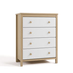 alpine driftwood with white 4 drawer dresser angle view