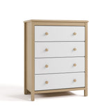 alpine driftwood with white 4 drawer dresser angle view