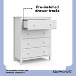alpine white 4 drawer dresser pre-installed drawer tracks callout