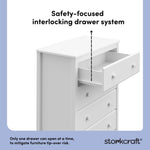 alpine white 4 drawer dresser interlocking drawer system callout