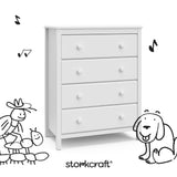 alpine white 4 drawer dresser with black drawings overlaid on image