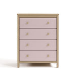 alpine driftwood with blush 4 drawer dresser front view