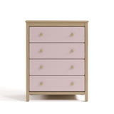 alpine driftwood with blush 4 drawer dresser front view
